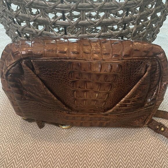 Brahmin Brown Leather Croc Small Shoulder Purse - Picture 5 of 10